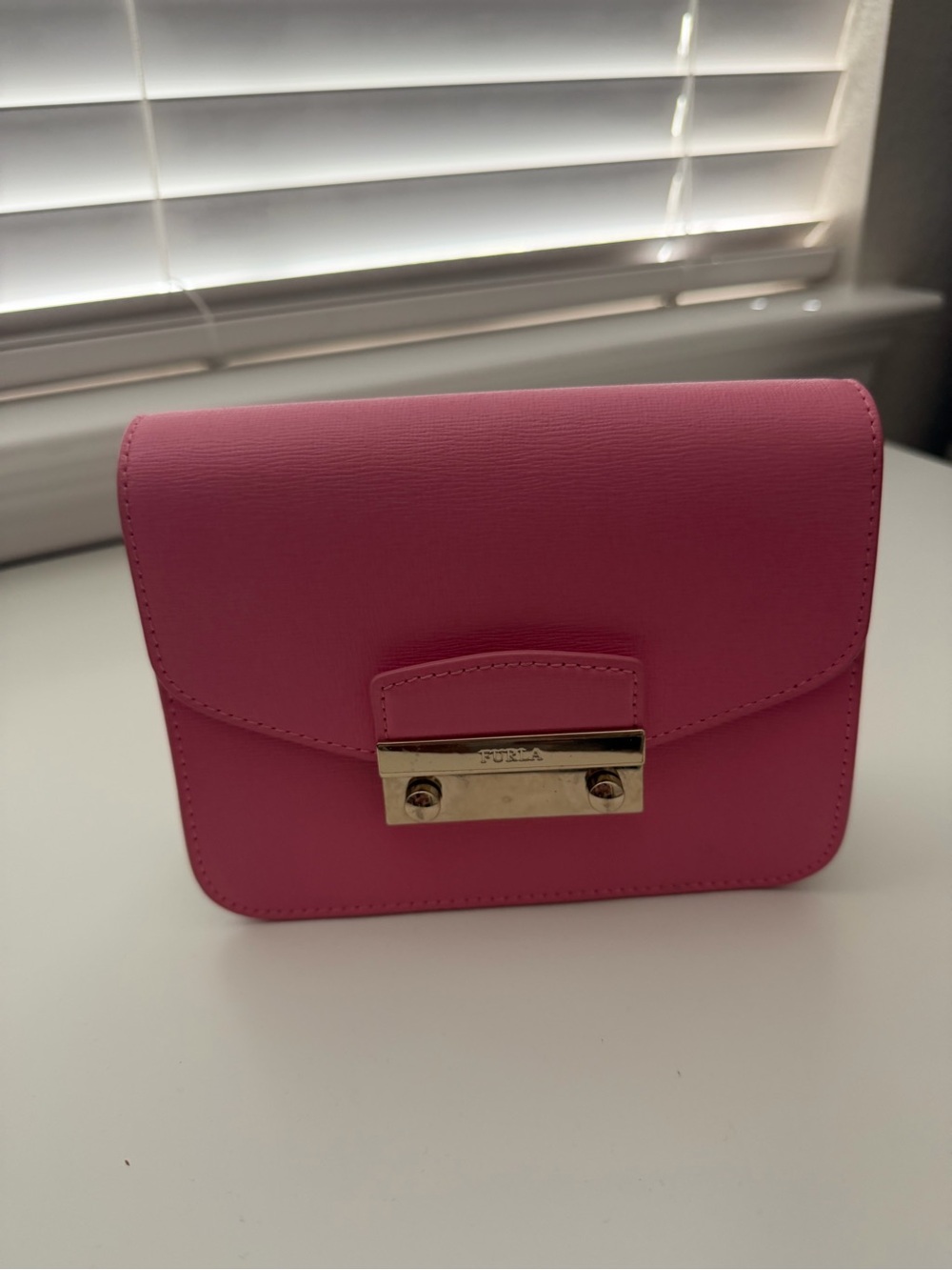 Furla Pink Crossbody Bag with Gold-Tone Lock